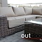 Комплект мебели из ротанга OUTDOOR Санторини (угловой диван, стол), широкое плетение, коричневый