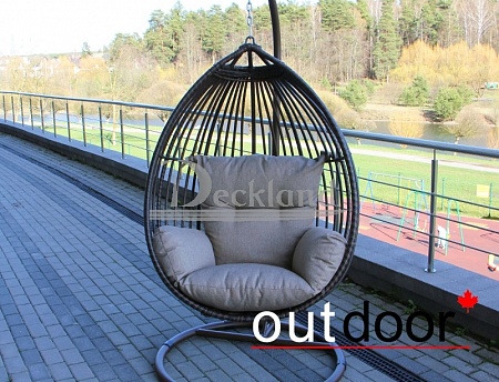 Подвесное кресло "кокон" из ротанга OUTDOOR Самуи, коричневое