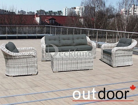 Комплект мебели из ротанга OUTDOOR Касабланка (3-местный диван, 2кресла, стол), ш/п, светлый микс
