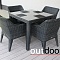 Комплект мебели из ротанга OUTDOOR Фиджи (стол, 4 стула), узкое плетение, графит