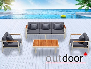 Комплект мебели OUTDOOR Орландо (3-местный диван, 2 кресла, кофейный стол), лайт беж