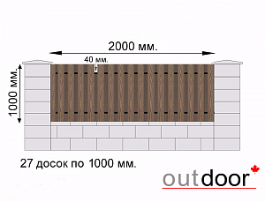Забор из ДПК двойной (тип 3) темно-коричневый с рис.дерево